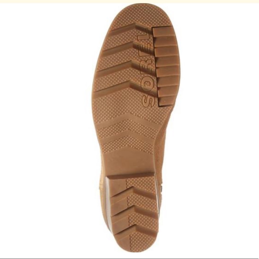 Sorel Leather Suede Camel Waterproof Block Heeled Bootie New In The Box - Picture 7 of 7